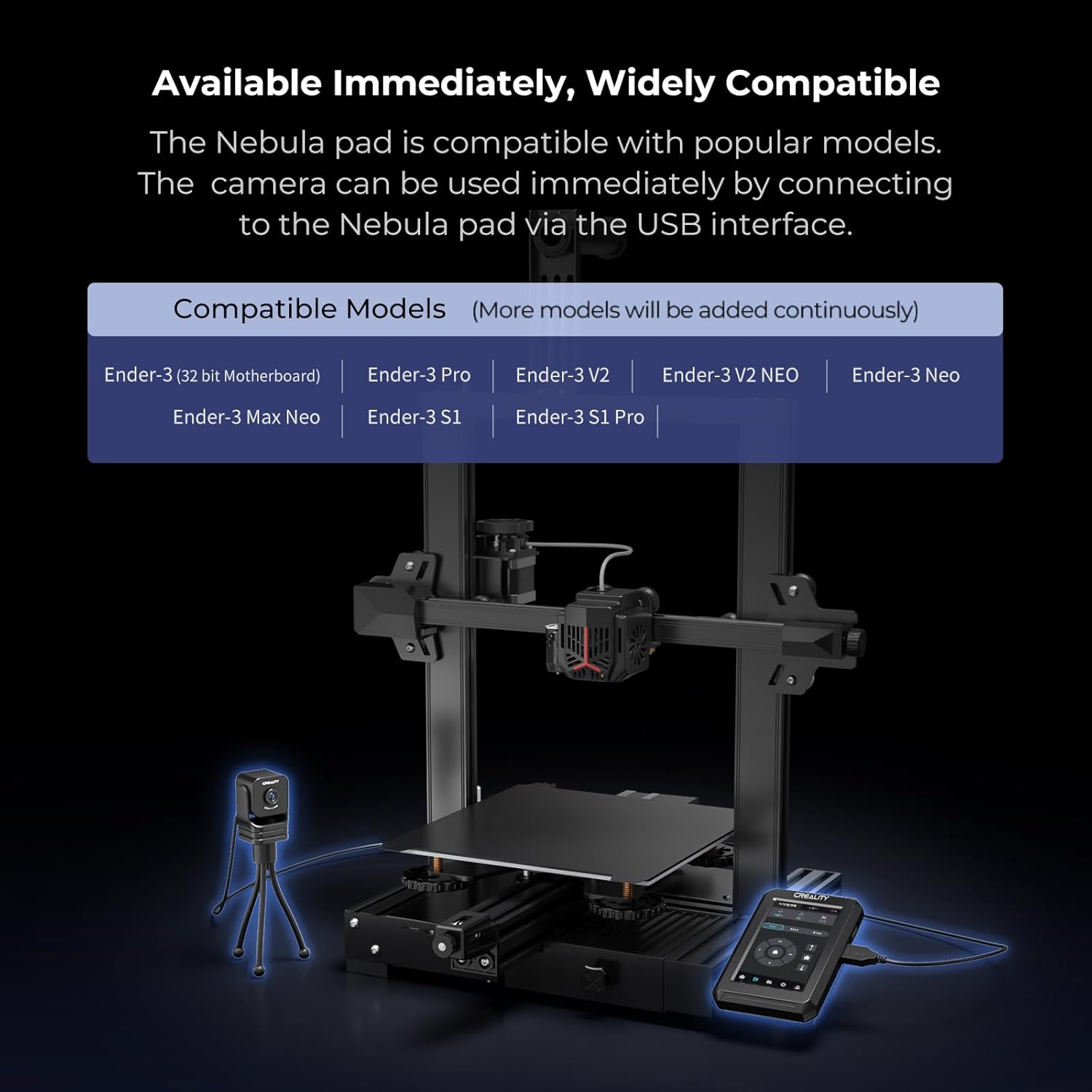 Creality Nebula Smart Kit, High-Speed Printing Nebula Pad with Nebula 3D Printer Camera 4.3 inch Touch Screen Remote Monitoring Time-Lapse Photography for Ender 3 V3 SE/Ender 3/Ender 3 Max Neo/V2/S1