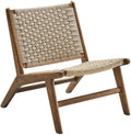 Modway Saoirse Woven Rope Wood Accent Lounge Chair in Walnut Natural
