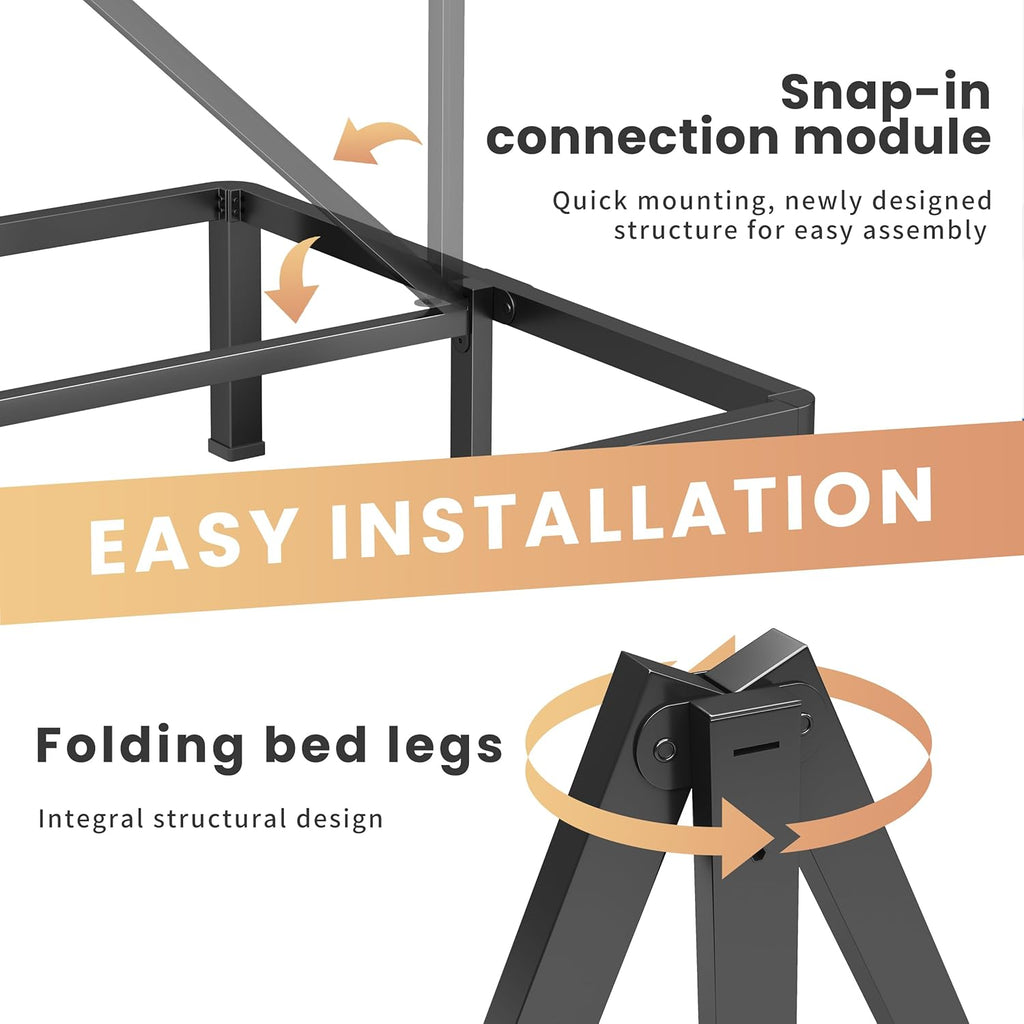 VIPSHOW 18 Inch Queen Heavy Duty 3500 lbs Bed Frame with Round-Corner Legs & Anti-Squeak Design – Quick Assembly Metal Platform, No Box Spring Needed