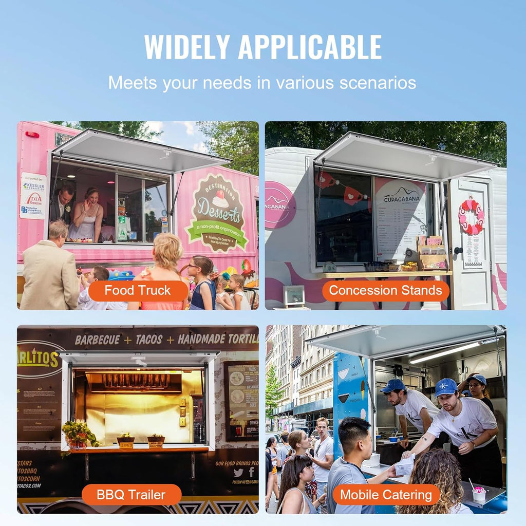 VEVOR Concession Window for Food Truck, 36"x24" Aluminum Alloy Food Truck Service Windows, Up to 85 Degrees Stand Serving Window with Awning Door & Drag Hook, for Food Trucks Concession Trailers