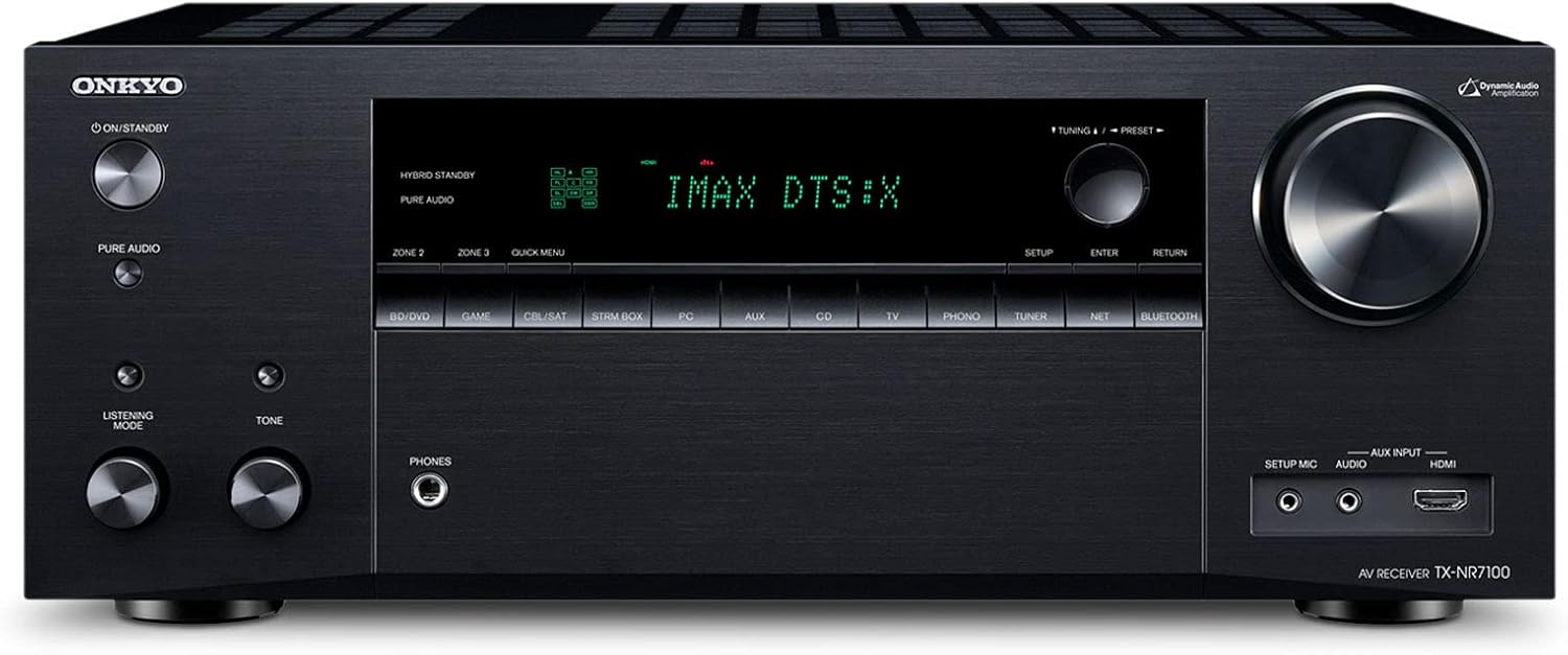 Onkyo TX-NR7100 9.2-Channel AV Receiver - 100 Watts Per Channel, Dirac Live Out of Box, Works with Sonos Certified, THX Certified and More