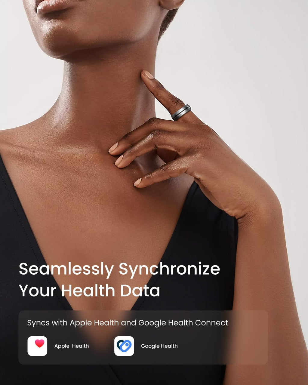 RENPHO Lynx Smart Ring-All Day Sleep & Activity Tracking, Includes Charging Case, Gifts for Men, 7-Day Battery Life, Subscription-Free App for iOS & Android, Size Before You Buy (Silver, Size 9)