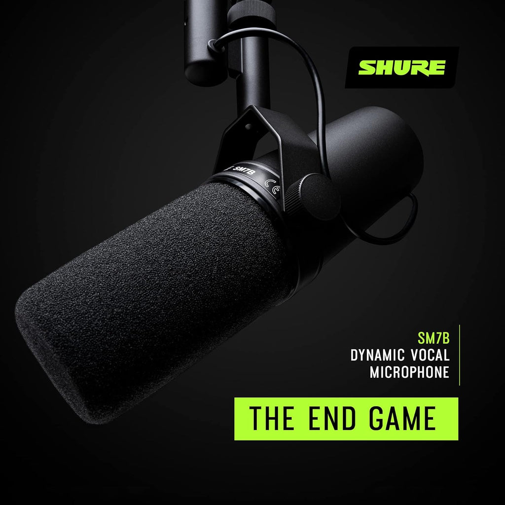 Shure SM7B Dynamic Studio Microphone - XLR Mic for Podcasting, Streaming, Vocal Recording & Broadcasting, Wide Frequency Range, Smooth Warm Audio, Detachable Windscreen, Black