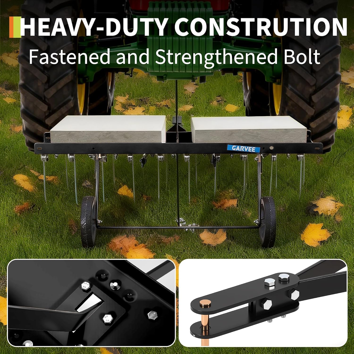 Heavy Duty Lawn Dethatcher Rake, 2-in-1 Handheld Grass Scarifier & Leaf Collector for Garden Yard Lawn Care