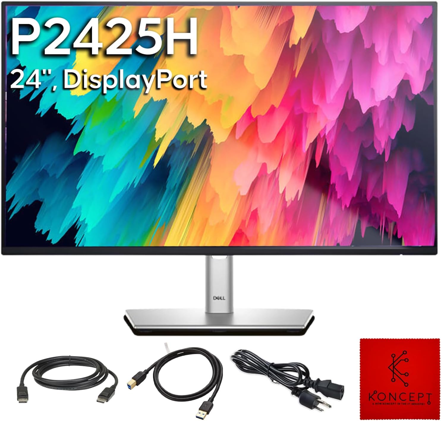P2425H for Dell Replacement - Computer Monitor Screen 24" 16:9 IPS Bundle with Stand - Full HD, 1920 x 1080-1 Year Warranty - LED, 100Hz - with DisplayPort & USB 3.0 Upstream Cable - New Model