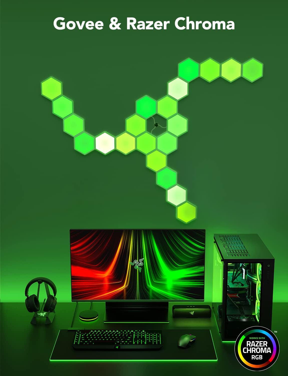 Govee Glide Hexa Light Panels, RGBIC Hexagon LED Wall Lights, Wi-Fi Smart Home Creative Wall Lights with Music Sync, Works with Alexa Google Assistant for Indoor Gaming Decor, 10 Pack