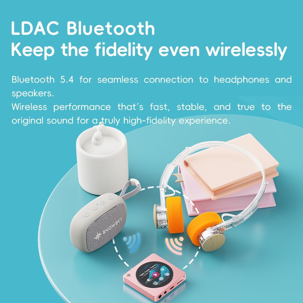 FIIO DISC Portable HiFi Music Player, Dual DAC Digital Audio Player with 3.5mm & 4.4mm Outputs, Bluetooth 5.4 LDAC,Touchscreen (Black)
