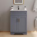 24 Inch Bathroom Vanity with Sink, Bathroom Storage Vanity Cabinet for Small Space, Bathroom Vanity with 2 Doors and 1 Drawer, Modern Freestanding Vanity Sink (Grey)