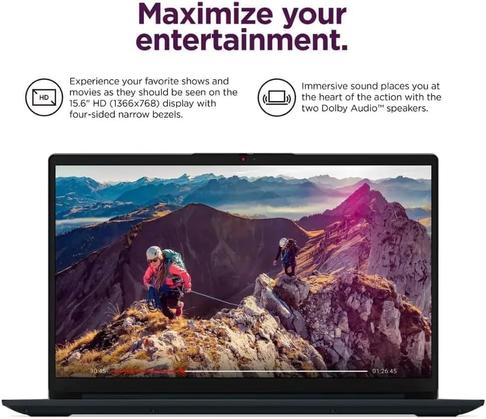 Lenovo IdeaPad Slim 3 15.6" FHD (1920 x 1080) Business Laptop Computer, 2026 Edition, Intel N150 CPU, 8GB DDR5 RAM, 128GB SSD, Windows 11 Home with Microsoft 365, No Mouse