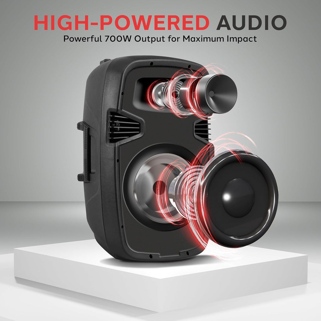 Pyle Active + Passive PA Systems - Dual 8inch 700 Watt Max Power Output Speaker with Microphone, Bluetooth Wireless Streaming, MP3/USB/SD/AUX Readers, Speaker Stands- Pyle PPHP849KT
