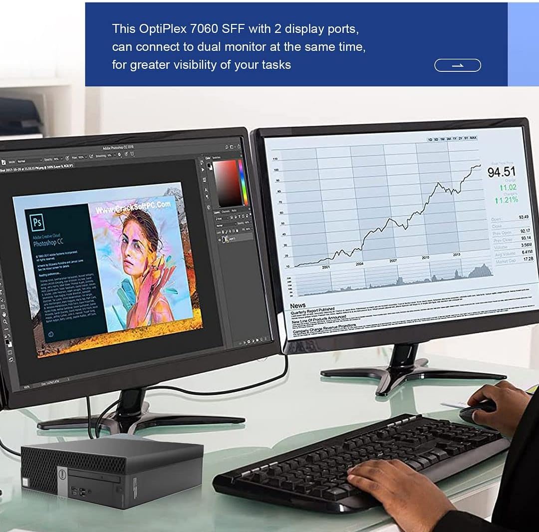 Dell OptiPlex 7060 SFF, 8th Gen Intel Core i5-8500 Processor, 32GB RAM, 1TB NVMe SSD, Windows 11 Pro, Dual 4K Displays, Ready to Use (Renewed)