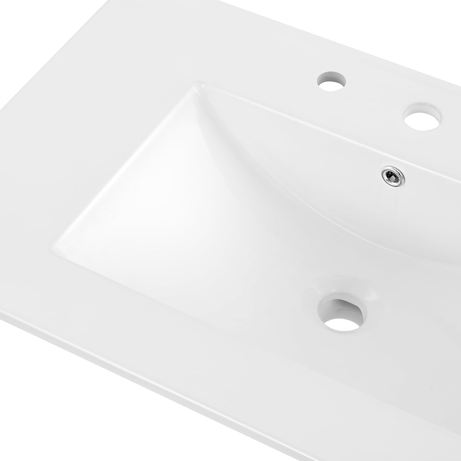 JONATHAN Y Ancillary White 30 in. W x 18.25 in. D Ceramic Vanity Sink Top with 3-Hole Rectangular Single Sink Basin SNK1002A