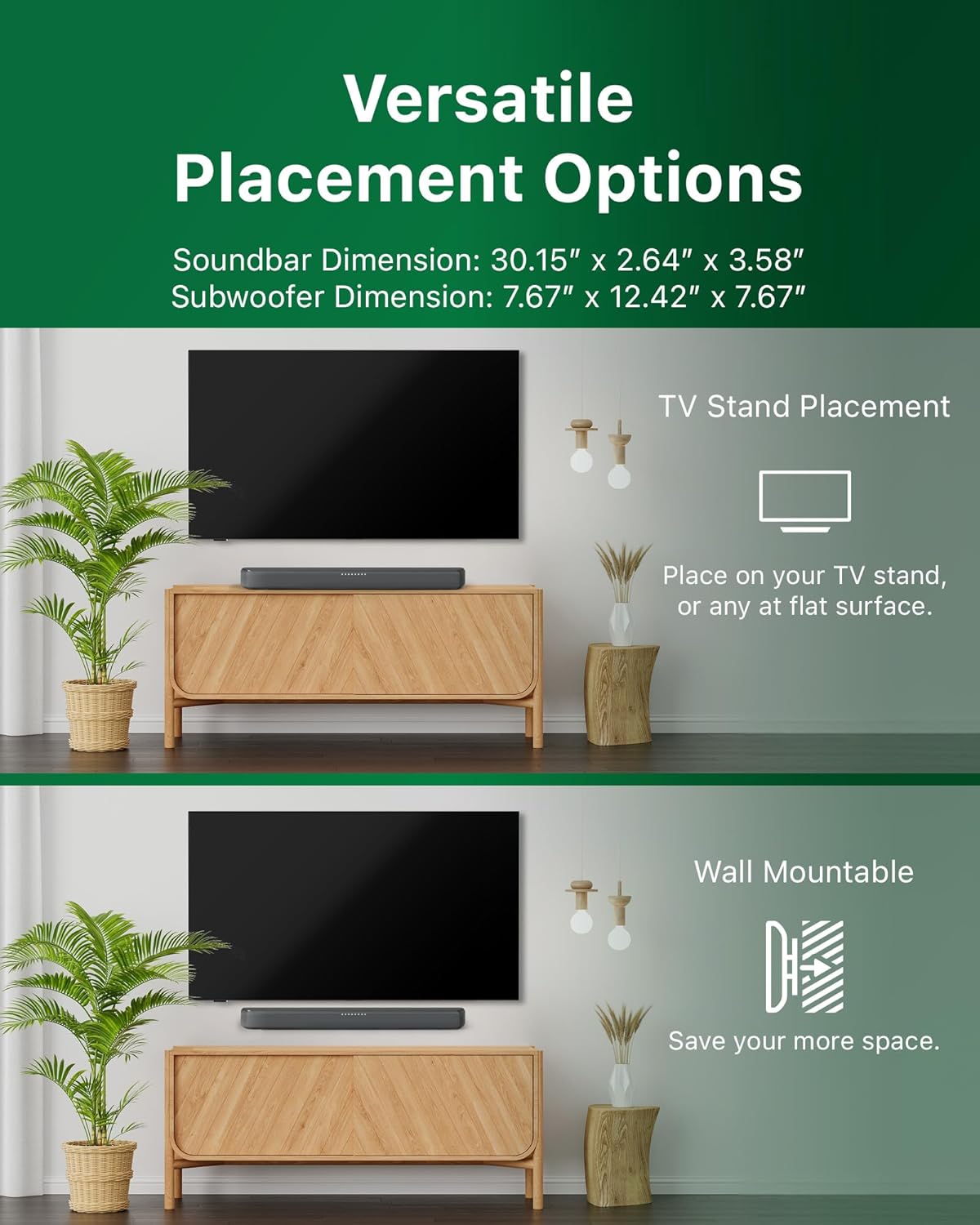 Philips B5309 2.1 Channel Soundbar with Wireless Subwoofer - Bluetooth, HDMI ARC, DTS Virtual:X, 240W Max Power, Dark Grey
