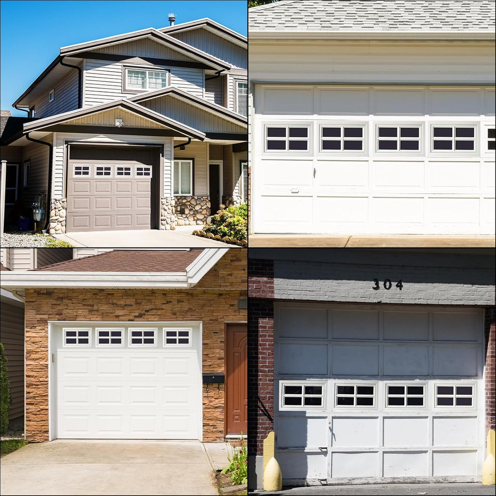 NeatiEase 4 Pcs Garage Door Windows, Replacement Vinyl Windows Inserts Kit with UV Resistant Resin Glass for Exterior Garage Doors (Cross Design)