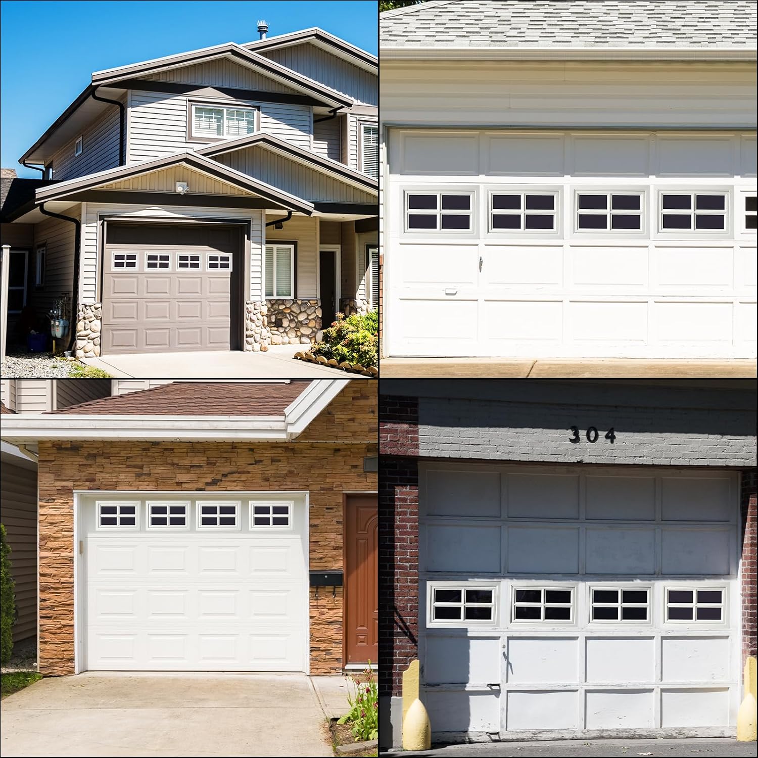 NeatiEase 4 Pcs Garage Door Windows, Replacement Vinyl Windows Inserts Kit with UV Resistant Resin Glass for Exterior Garage Doors (Cross Design)