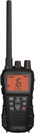 Cobra BlueBound 350 VHF Handheld Marine Radio – Black – 6-Watt, Floating, Long Range, NOAA Weather Alerts, International Functionality, IPX7 Waterproof, USB-C, Submersible, LCD Screen, Belt Clip
