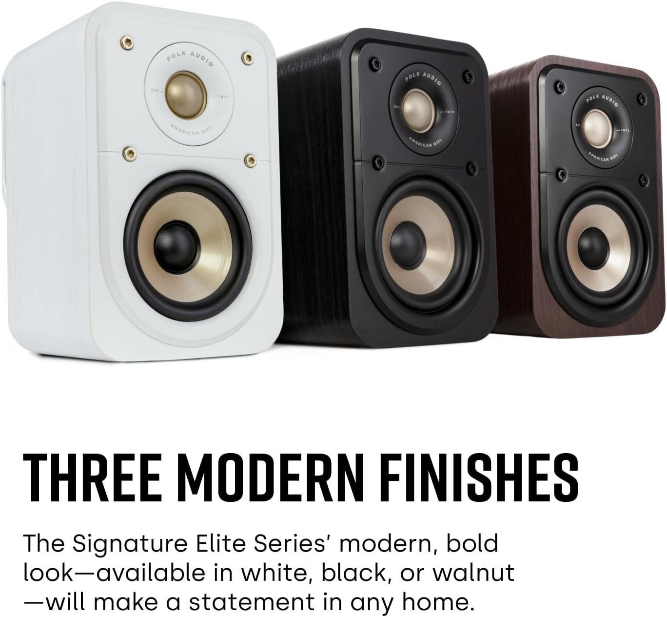 Polk Signature Elite ES10 Surround Sound Speakers - Hi-Res Audio Certified, Dolby Atmos & DTS:X Compatible, 1" Tweeter & 4" Woofer, Power Port Technology for Bass (Pair, Stunning Black)
