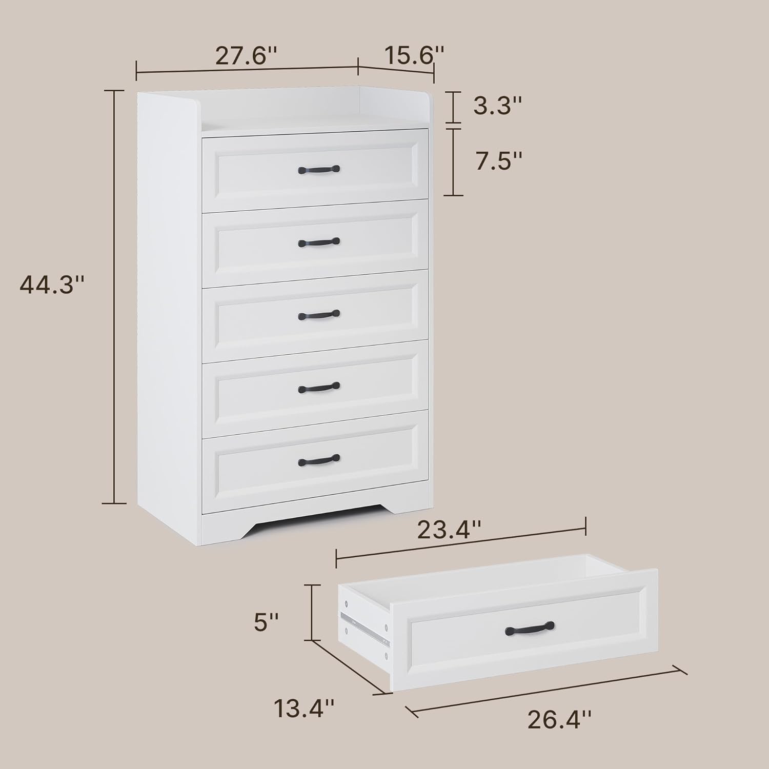 Gizoon 2-Piece Bedroom Furniture Set – Includes a 5 Drawer Dresser, a 6 Chest of Drawers,Modern Farmhouse Dresser Set, Ideal for Bedroom, Living Room