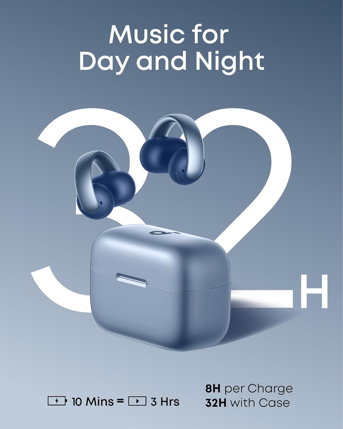 Soundcore AeroClip by Anker, Open-Ear Earbuds, Clip-On Headphones, Adaptive Comfort, Clear Calls with 4 Mics and AI, Stable Fit, 12mm Drivers for Powerful Bass, Hi-Res, Open-Ring Design