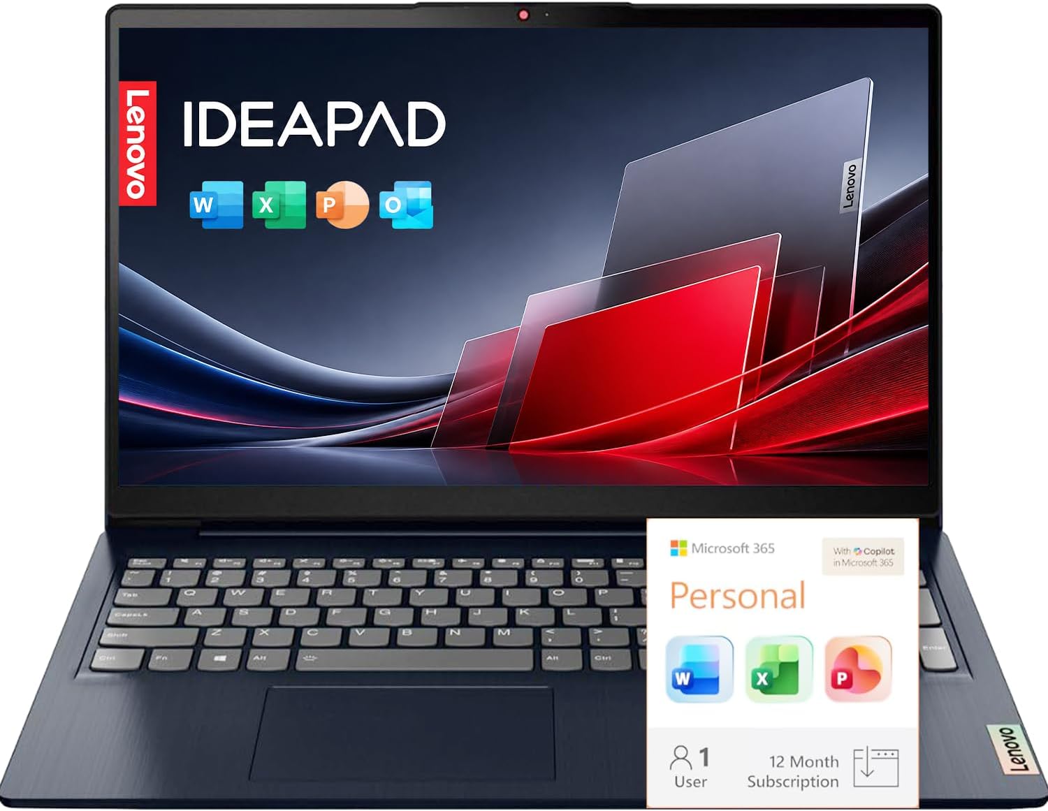 Lenovo IdeaPad Slim 3 15.6" FHD (1920 x 1080) Business Laptop Computer, 2026 Edition, Intel N150 CPU, 8GB DDR5 RAM, 128GB SSD, Windows 11 Home with Microsoft 365, No Mouse