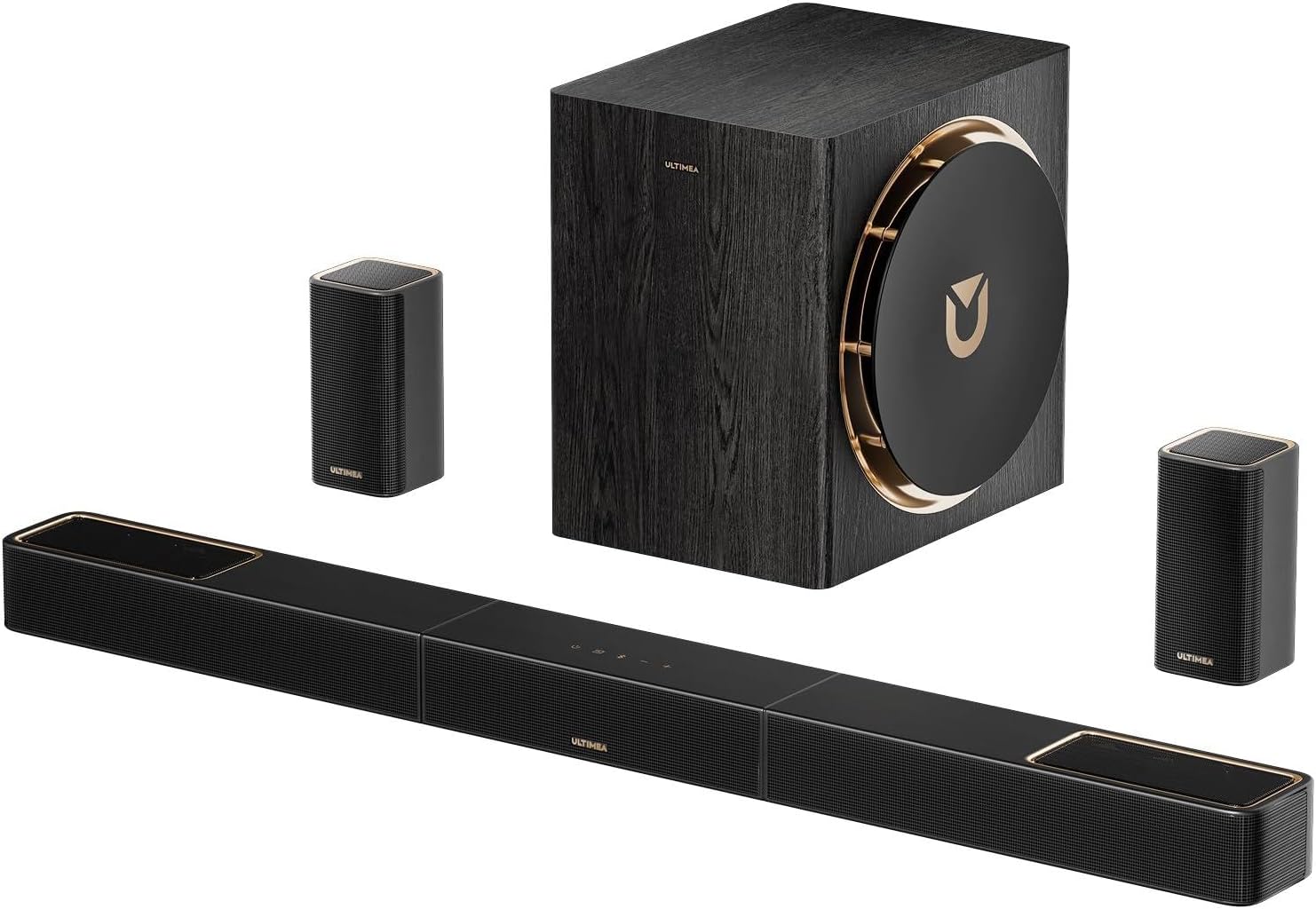 ULTIMEA Skywave X50 5.1.4ch Wireless Surround Sound System for TV, 760W Professional Sound Bar w/Dolby Atmos, 2 Wireless Surround Speakers & 8" Subwoofer, GaN Amplifier, 4K HDR Pass-Through, HDMI eARC