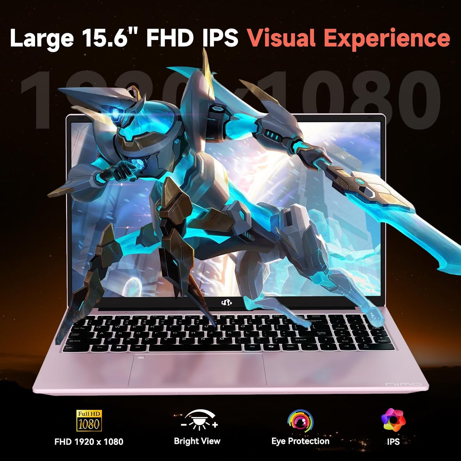 NIMO Gaming Laptop, AMD Ryzen 7 7735HS (8-Core Beats i7-12650H), 16GB DDR5 1TB SSD, 100W PD, Radeon 680M 15.6" FHD Backlit KB Fingerprint Computer for Business Gaming College School