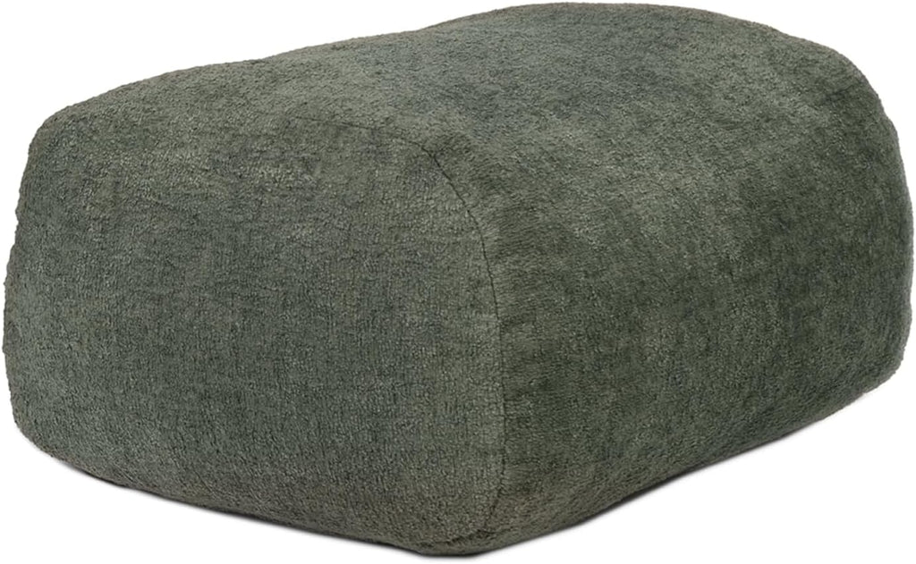 Big Joe Modora Bean Bag Lounger, Living Room and Gaming Seat, Heather Green Soft Boucle, Ottoman Only