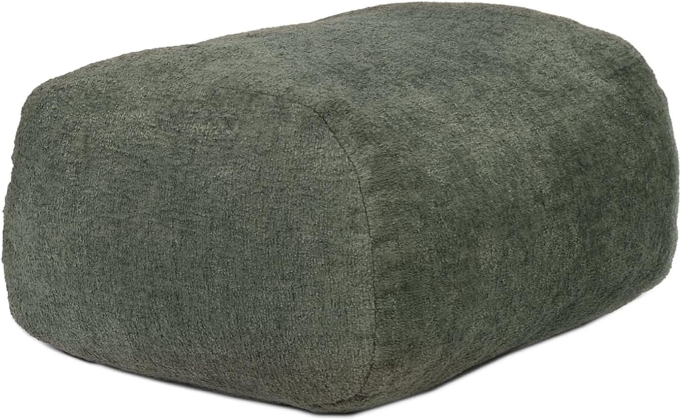 Big Joe Modora Bean Bag Lounger, Living Room and Gaming Seat, Heather Green Soft Boucle, Ottoman Only