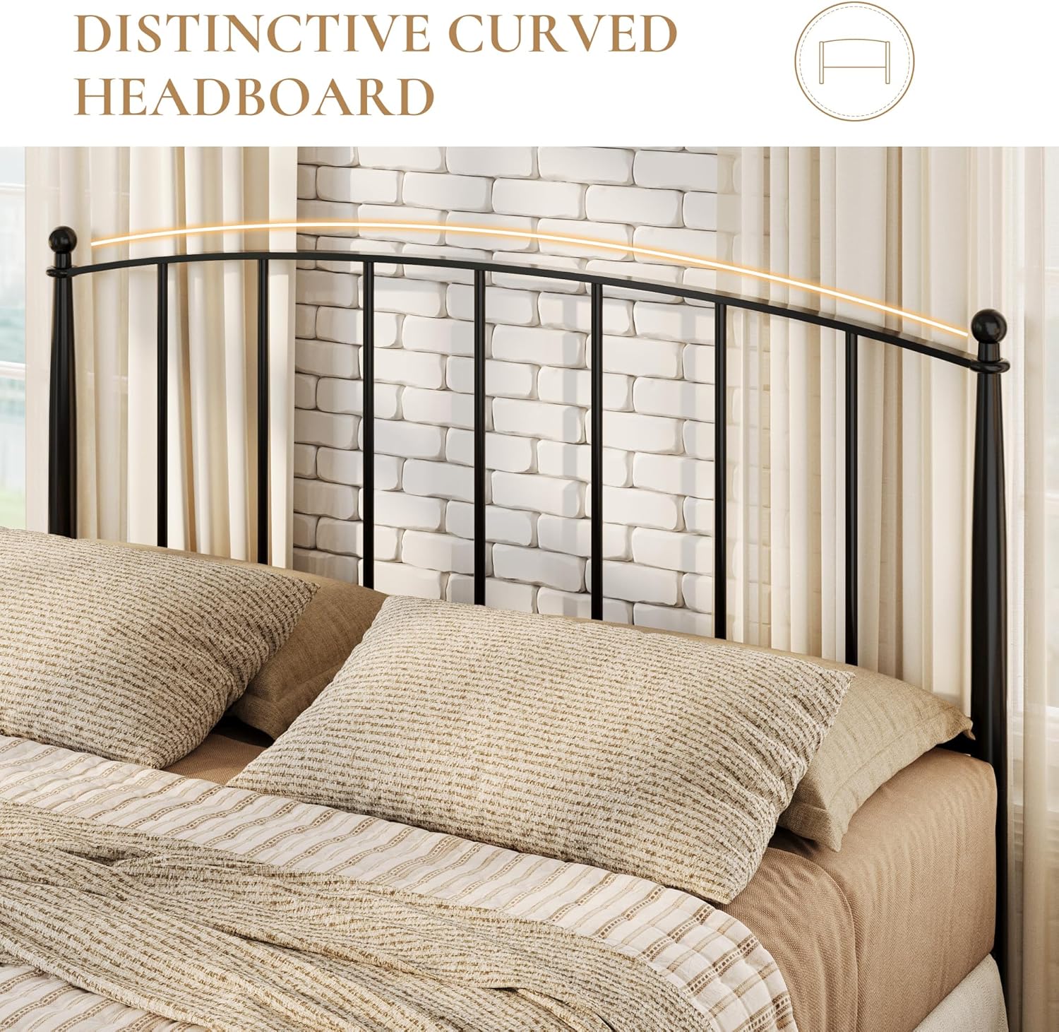 SHA CERLIN Queen Bed Frame, Metal Platform Bed with Victorian Style Iron-Art Headboard and Footboard, Easy Assembly, No Box Spring Needed, Black