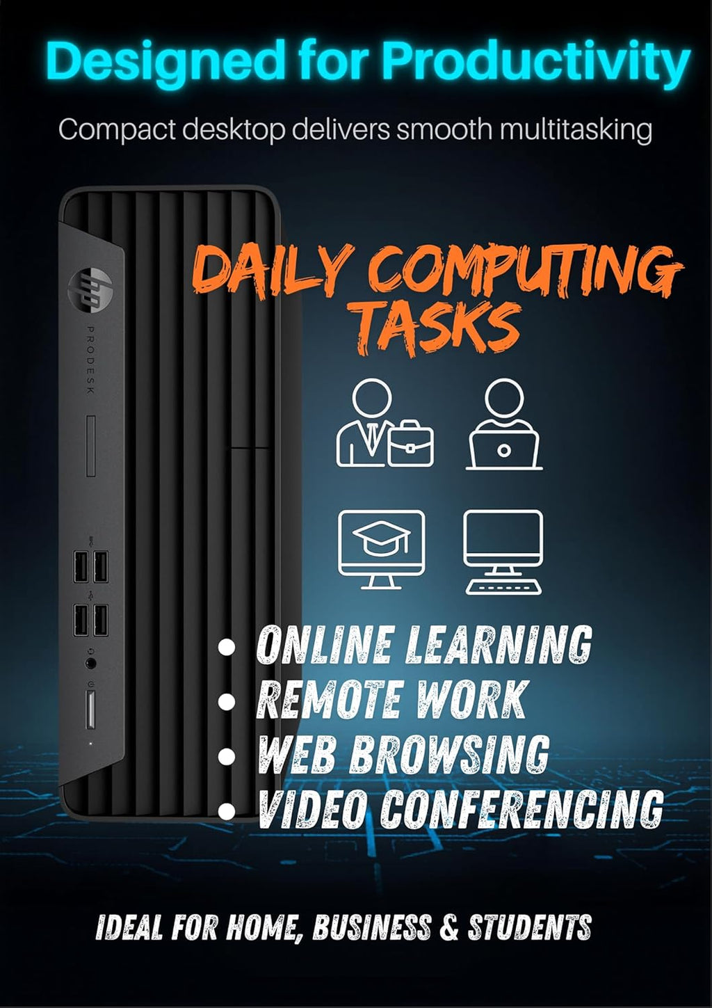 HP ProDesk G7 SFF Desktop Computer, Intel Processor, Dual 4K Display Support| 16GB RAM, 512GB SSD| WiFi| Bluetooth| HDMI, USB, RJ-45| Windows 11 Pro| Wired Keyboard & Mouse| Business & Personal Use