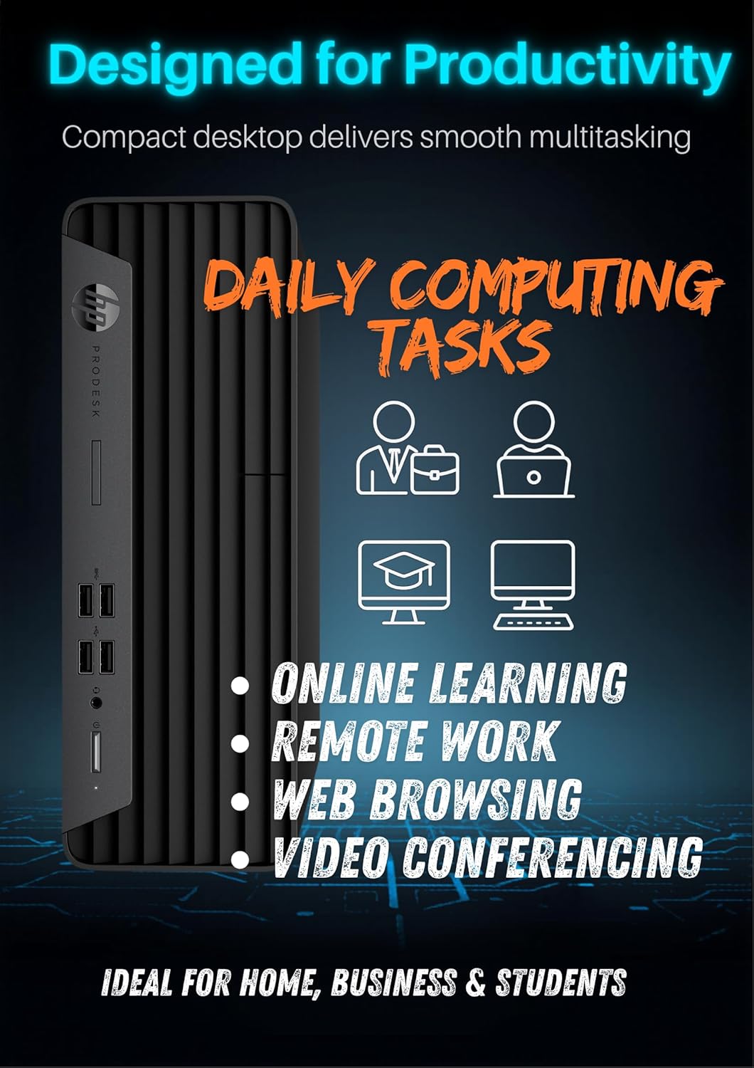 HP ProDesk G7 SFF Desktop Computer, Intel Processor, Dual 4K Display Support| 16GB RAM, 512GB SSD| WiFi| Bluetooth| HDMI, USB, RJ-45| Windows 11 Pro| Wired Keyboard & Mouse| Business & Personal Use