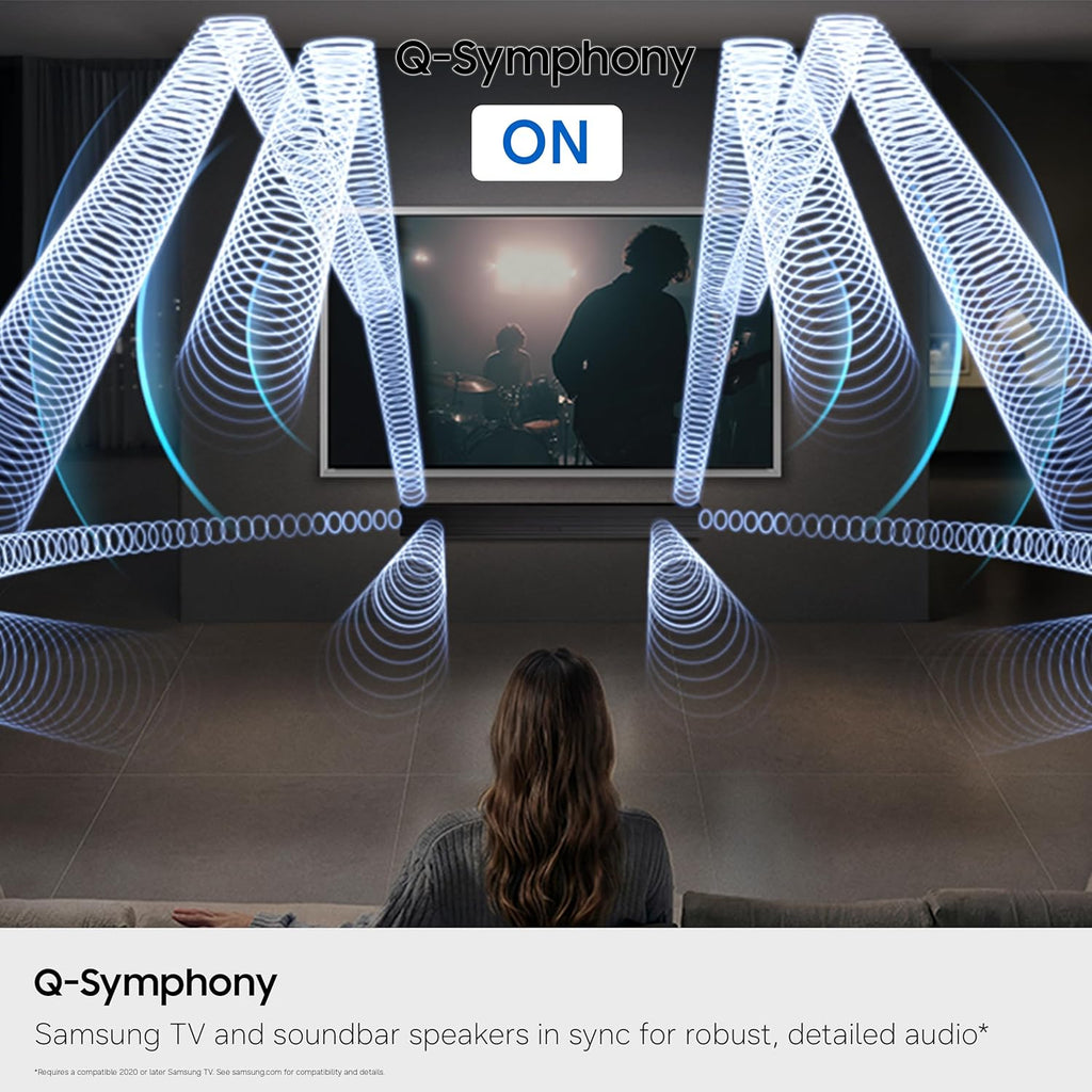 Samsung Q-Series Soundbar HW-QS90H 7.1.2ch All-in-One Soundbar w/Built-in Woofers, Wireless Dolby Atmos, Q-Symphony, Convertible Fit, SpaceFit Sound Pro, Game Mode Pro, Alexa Built-in (2026 Model)