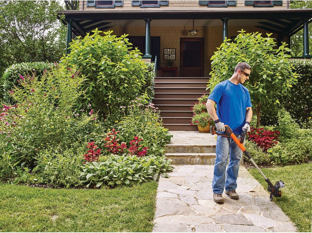 BLACK+DECKER 20V* MAX String Trimmer and Edger, EASYFEED Weed Wacker, 12 Inch Cutting Width, 2 Speed Control Weed Eater, (1) Battery and Charger Included (LSTE523)