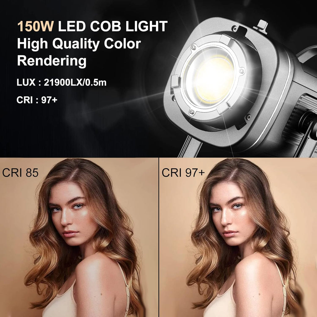 GVM 150W Video Light Kit, 2700K-7500K Continuous Lighting for Photography with Lantern Softbox&Stand, Bi-Color Studio Light Kit with Bluetooth Control, CRI 97+ 8 Scene Lights for Live Streaming White