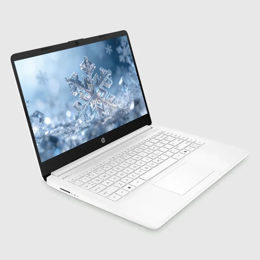 HP 14" Business Laptop, 1-Year Office 365 with Copilot AI, 16GB RAM 576GB Storage (64GB SSD+512GB SD Card), Dual-Core Intel Processor, Windows 11, PLUSERA 8-in-1 Hub Included, Snowflake White