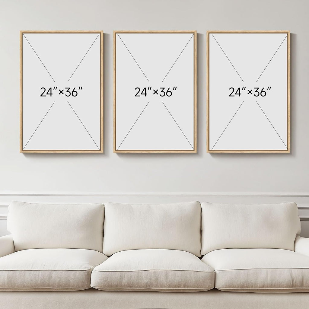 Large 3D Textured Framed Boho Modern Neutral Abstract Wall Art for Living Room, 3 Piece Black White Brown Paintings Artwork for Walls, Geometric Pictures for Office Bedroom Dining Room Decor, 24x36 In