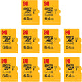 Kodak 64GB 10-Pack MicroSDXC Card, Class 10 UHS-I U1, with Adapter 10x Write Speed (10-Pack)