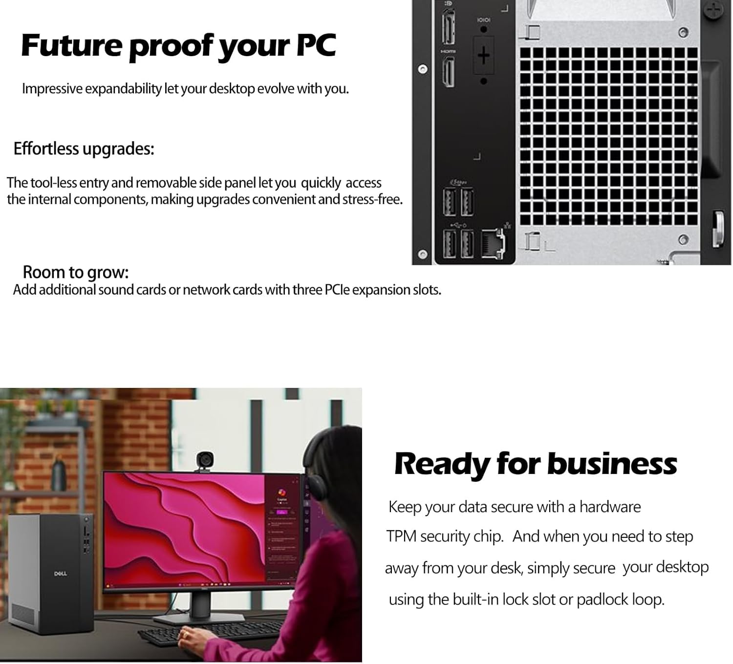 Dell Tower PC Ect1250 Business Desktop Computers,14th Gen Intel Processor, Copilot AI, 16GB DDR5, 512GB SSD, WiFi 6, Bluetooth, DisplayPort, HDMI, Type-C, Windows 11 Pro