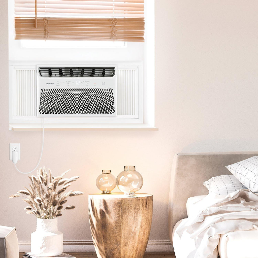 Hisense 8000 BTU Window Air Conditioner Unit for Bedroom Garage Single Living Room, Small Ultra Slim Smart WiFi AC with Dehumidifier Fan, Air conditioner for home 350 Sq. Ft.