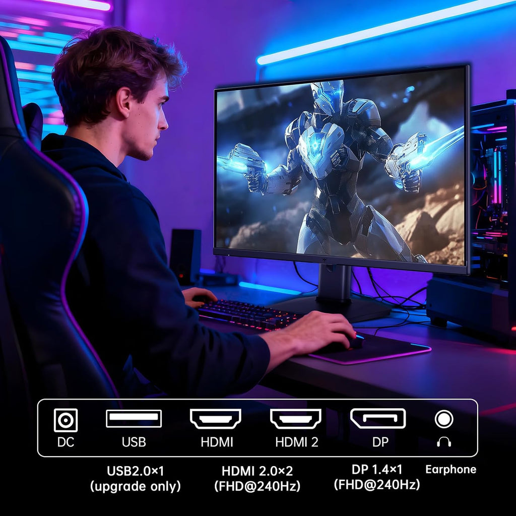 KTC 24.5 Inch 240Hz Gaming Monitor, FHD 1080p Fast IPS Computer Monitor, 1ms with Adaptive-Sync, HDR400, HDMI x2, DPx1, VESA Mount, Tilt/Pivot/Height Adjustment, H25T7-3