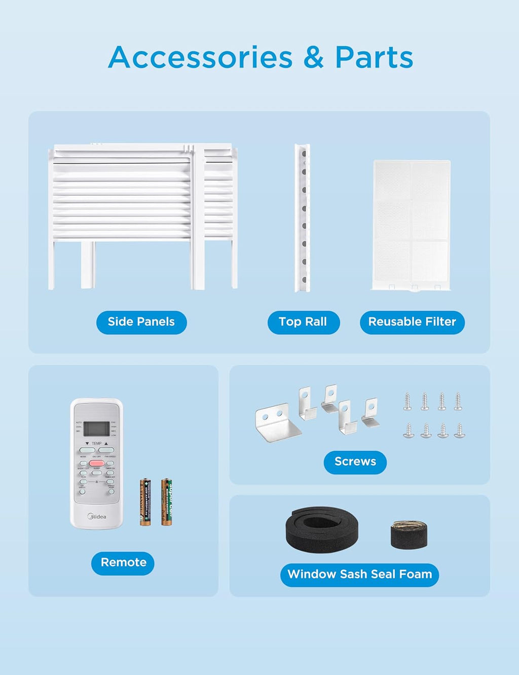 Midea 6,000 BTU Window Air Conditioner, 3-in-1 Cool/Fan/Dehumidifier Window AC Unit, Easycool Air Conditioner with Remote Control, Cools up to 250 Sq. Ft., Fits bedroom, study, office