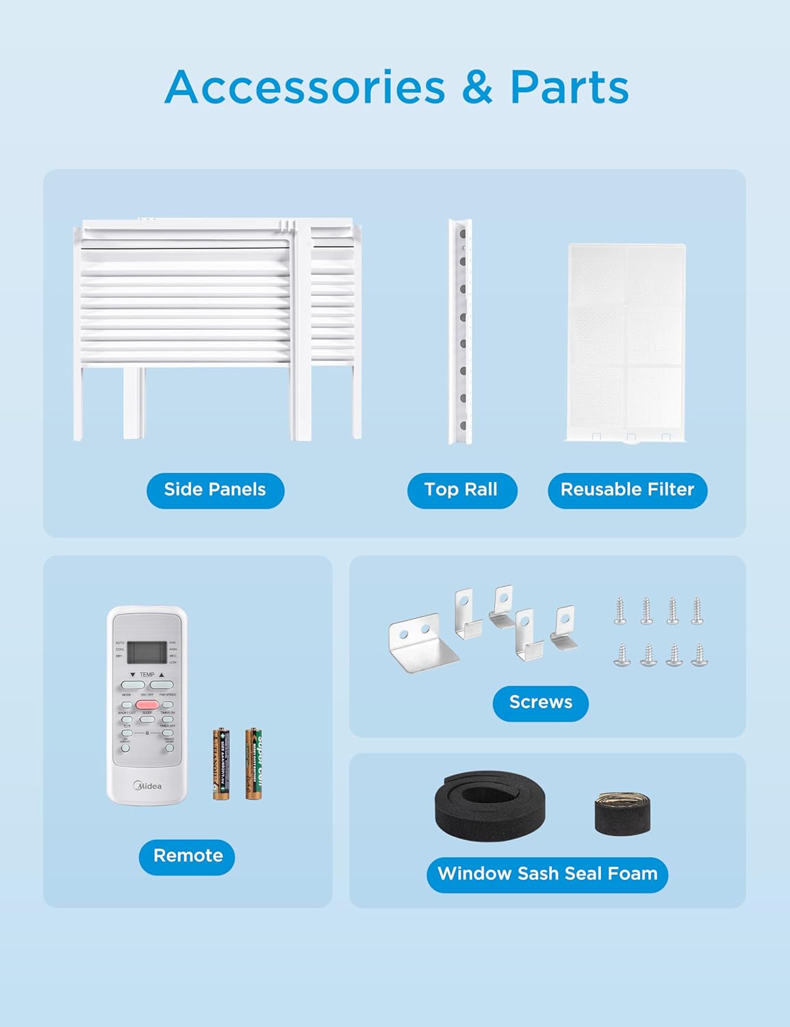 Midea 6,000 BTU Window Air Conditioner, 3-in-1 Cool/Fan/Dehumidifier Window AC Unit, Easycool Air Conditioner with Remote Control, Cools up to 250 Sq. Ft., Fits bedroom, study, office
