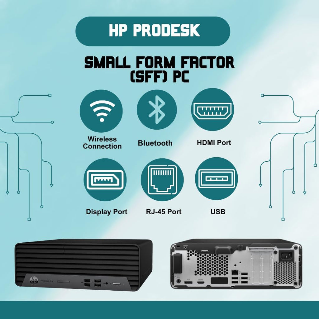 HP ProDesk G7 SFF Desktop Computer, Intel Processor, Dual 4K Display Support| 16GB RAM, 512GB SSD| WiFi| Bluetooth| HDMI, USB, RJ-45| Windows 11 Pro| Wired Keyboard & Mouse| Business & Personal Use