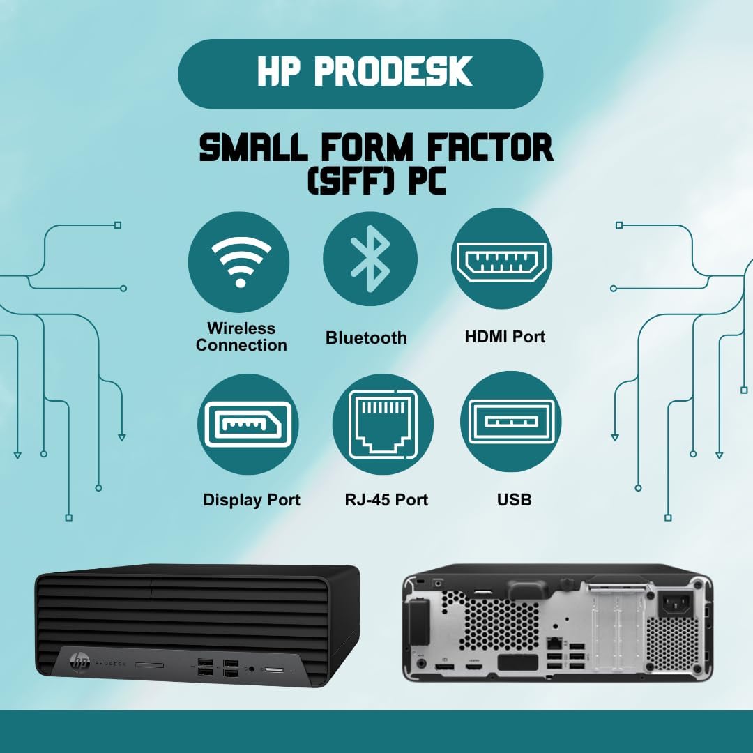 HP ProDesk G7 SFF Desktop Computer, Intel Processor, Dual 4K Display Support| 16GB RAM, 512GB SSD| WiFi| Bluetooth| HDMI, USB, RJ-45| Windows 11 Pro| Wired Keyboard & Mouse| Business & Personal Use