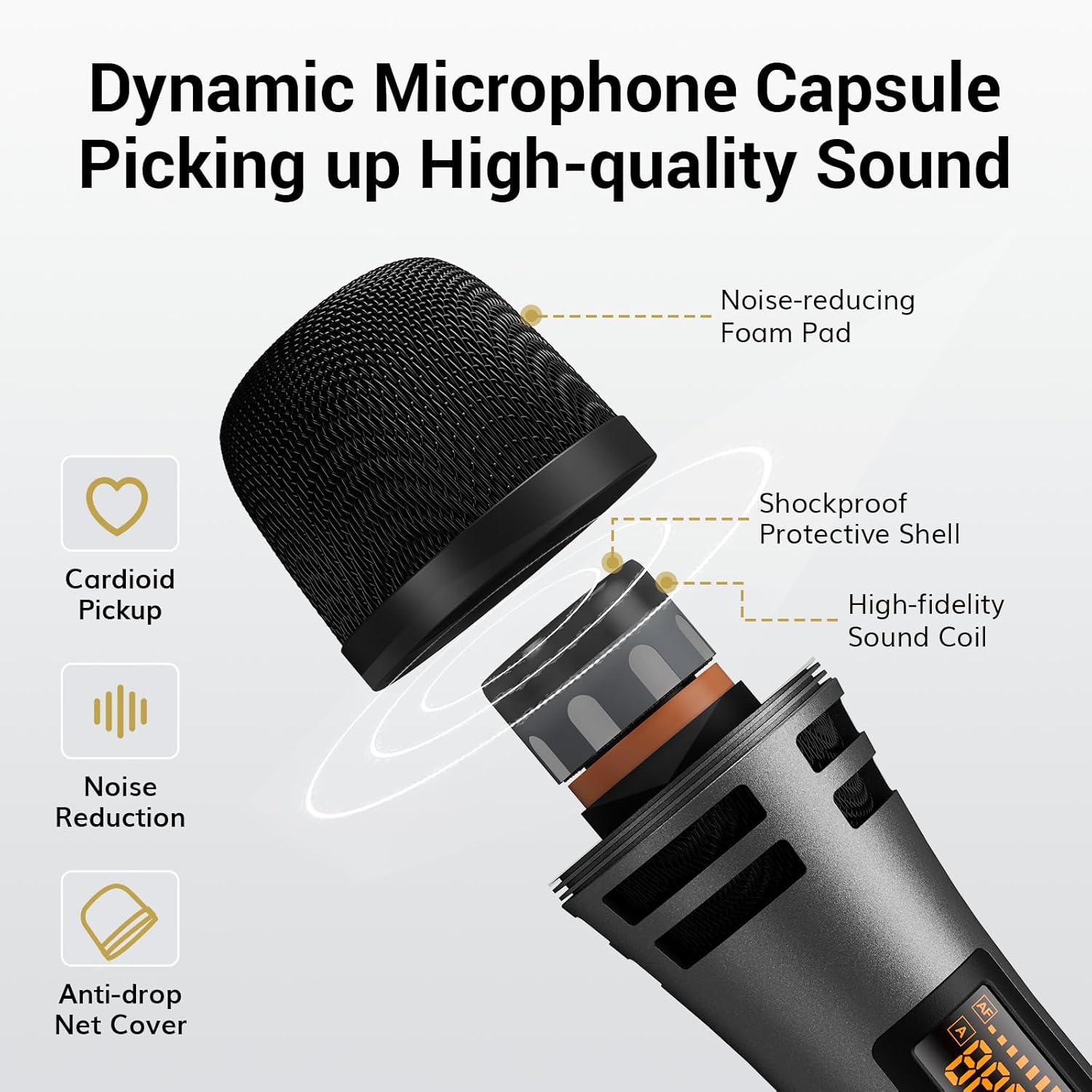 TONOR Wireless Microphones System with 4x10 Channels Cordless Handheld Microfono Inalambrico, 60 m/200FT UHF Range, Mics with Stable Signal Transmission for Karaoke Singing Party Church Wedding