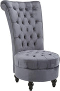 HOMCOM Retro High Back Armless Royal Accent Chair Fabric Upholstered Tufted Seat for Living Room, Dining Room and Bedroom, Grey