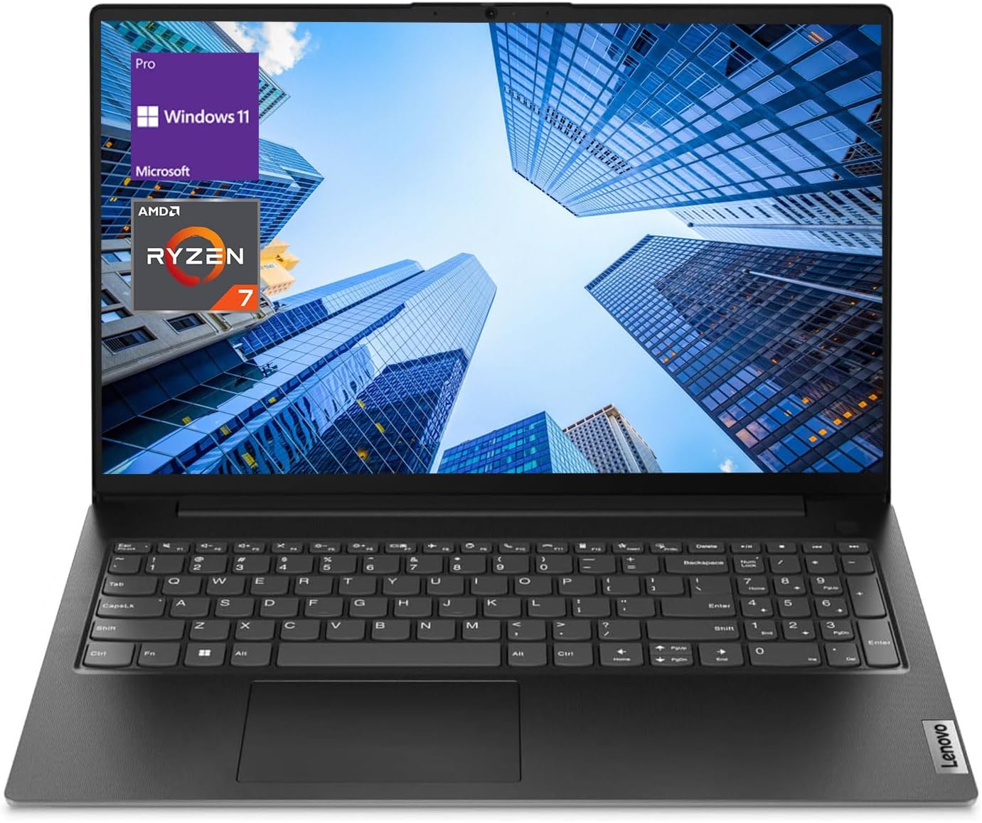 Lenovo V-Series V15 Business Laptop, 15.6" FHD Display, AMD Ryzen 7 7730U, 16GB RAM, 512GB SSD, Numeric Keypad, HDMI, RJ45, Webcam, Wi-Fi 6, Windows 11 Pro, Grey (Renewed)
