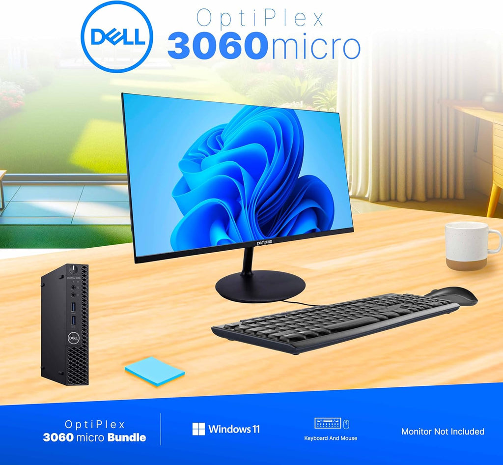 Dell Optiplex 3060 Mini PC | Windows 11 Pro | Intel i5-8500 | 16GB RAM + 500GB SSD | 5G WiFi + BT | Micro Desktop Computer | Keyboard + Mouse (Renewed)