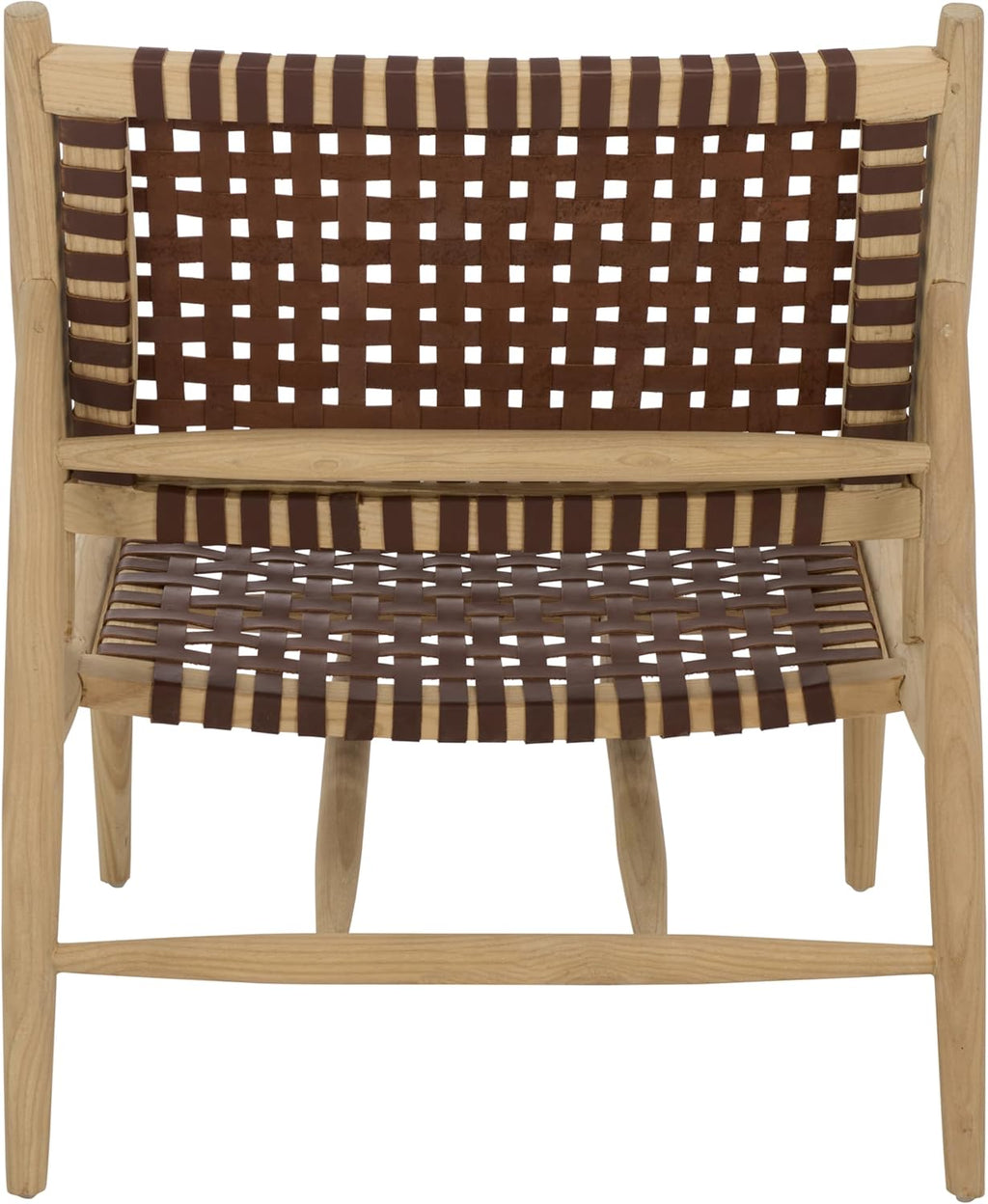 Safavieh Home Collection Soleil Natural and Cognac Leather Woven Accent Chair