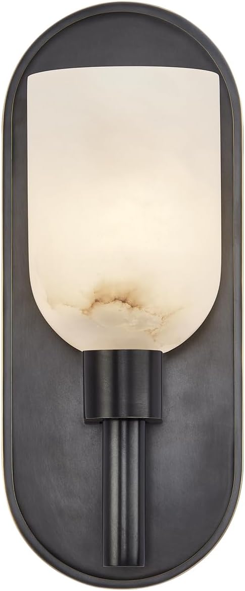 Alora Lighting Transitional 1-Light Wall/Vanity Sconce, 9 inch, Urban Bronze/Alabaster, Metal & Glass | Ideal for Bathrooms, Entryways & Hallways Lucian SKU WV338101UBAR